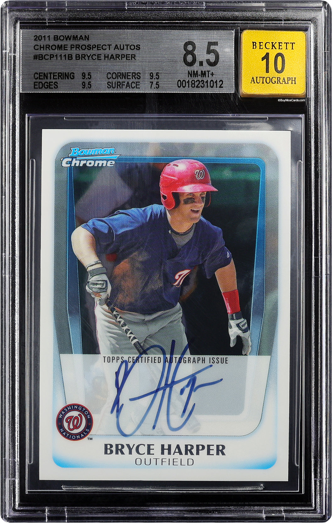 2011 Bryce Harper Bowman Chrome RC Rookie Auto BGS 8.5 / 10