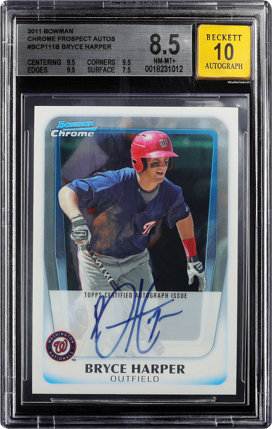 2011 Bryce Harper Bowman Chrome RC Rookie Auto BGS 8.5 / 10