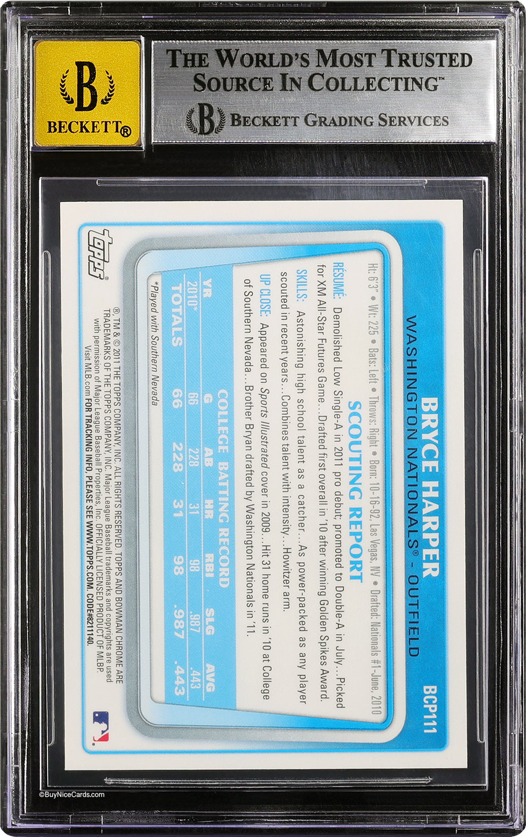 2011 Bryce Harper Bowman Chrome RC Rookie Auto BGS 8.5 / 10