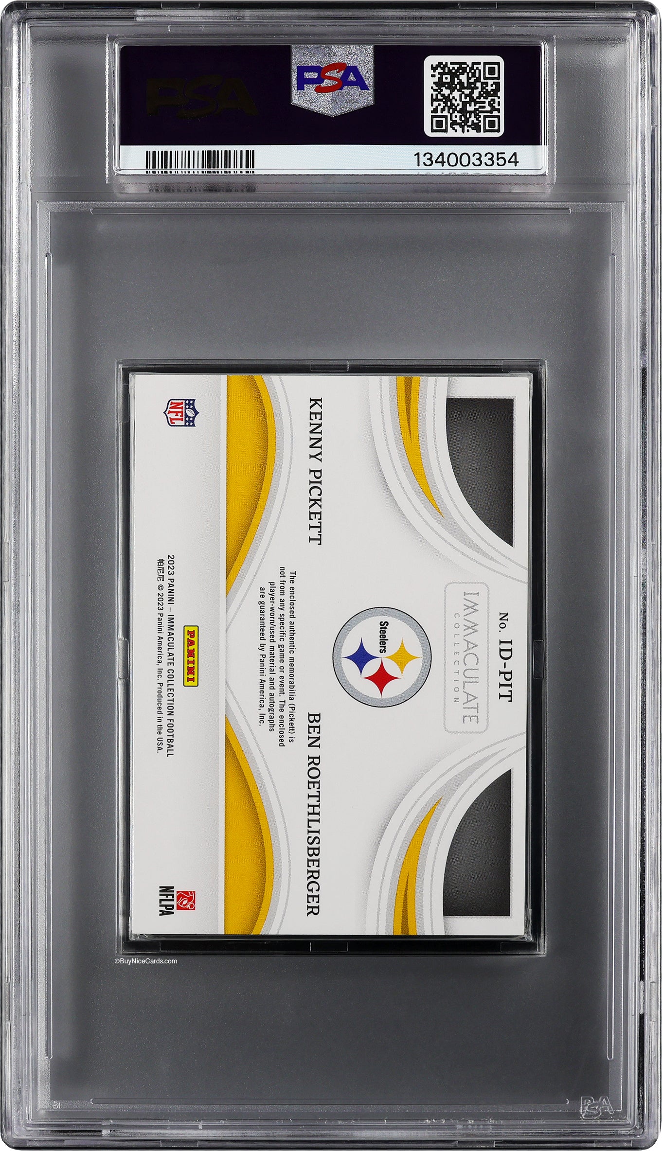 2023 Ben Roethlisberger Kenny Pickett Immaculate Dual NFL Shield 1/1 Auto #IDPIT PSA