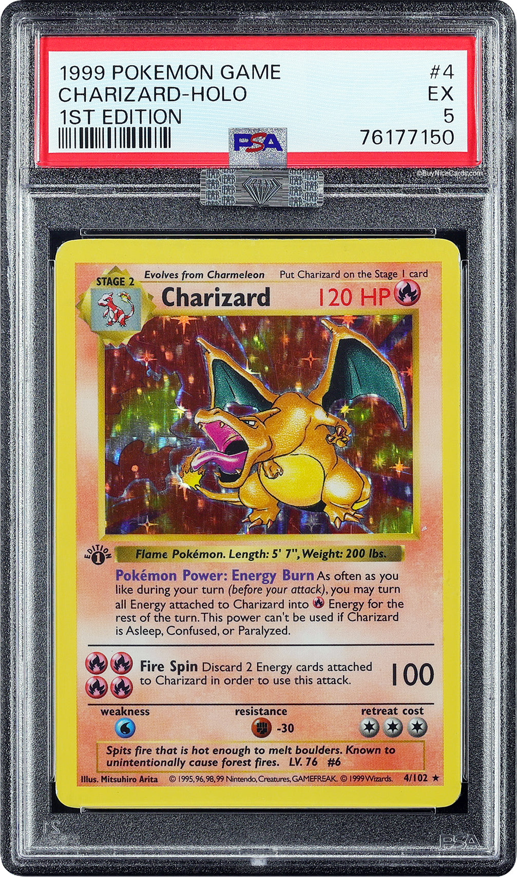 1999 Charizard Pokemon Game Holo 1st Edition #4 PSA 5 MBA Silver