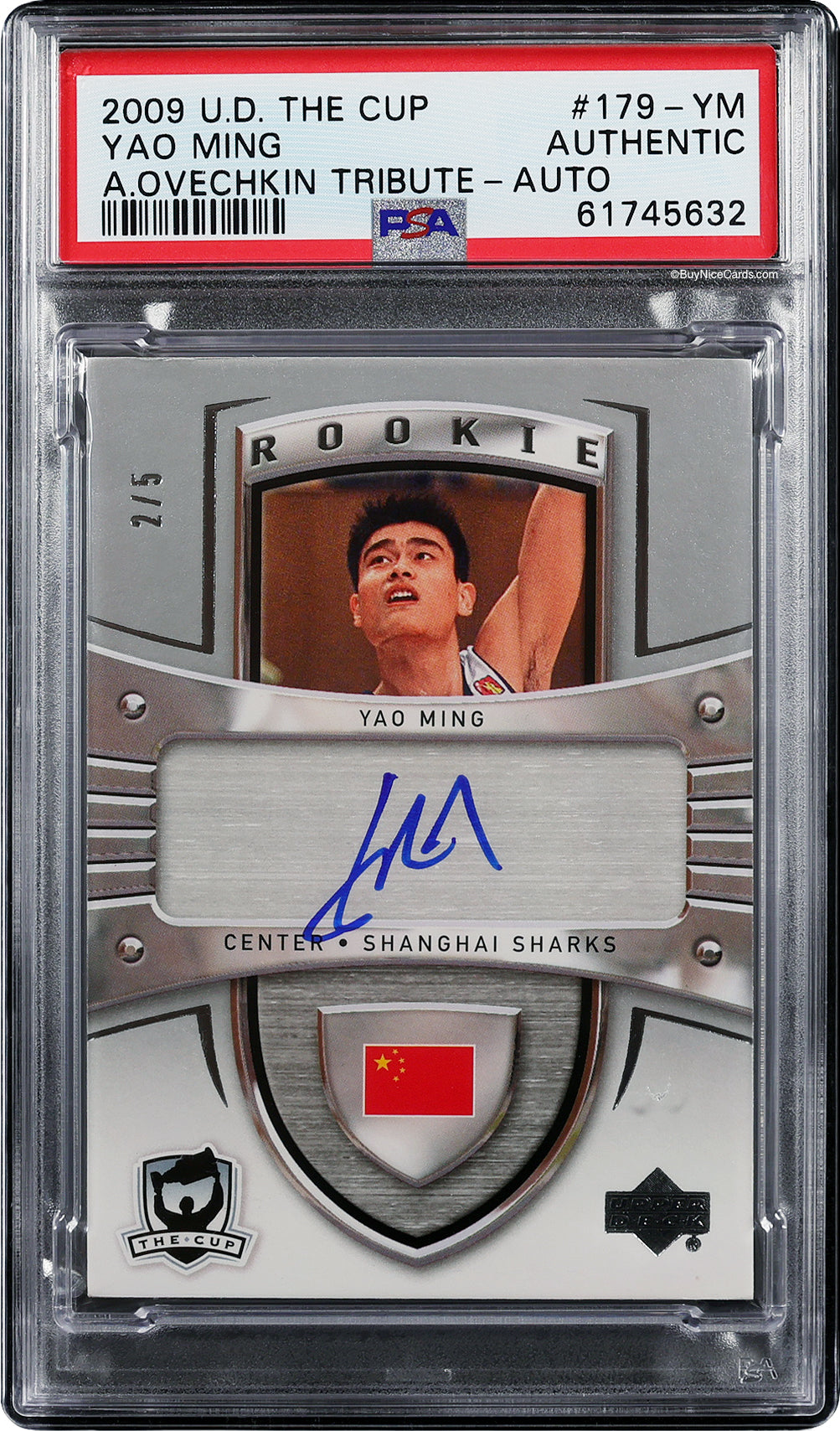 2009 Yao Ming Upper Deck The Cup Ovechkin Tribute Auto /5 #179 PSA