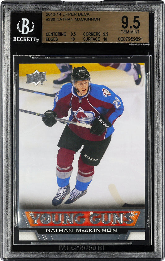 2013-14 Nathan Mackinnon Upper Deck Young Guns RC Rookie #238 BGS 9.5 - .5 From BGS 10
