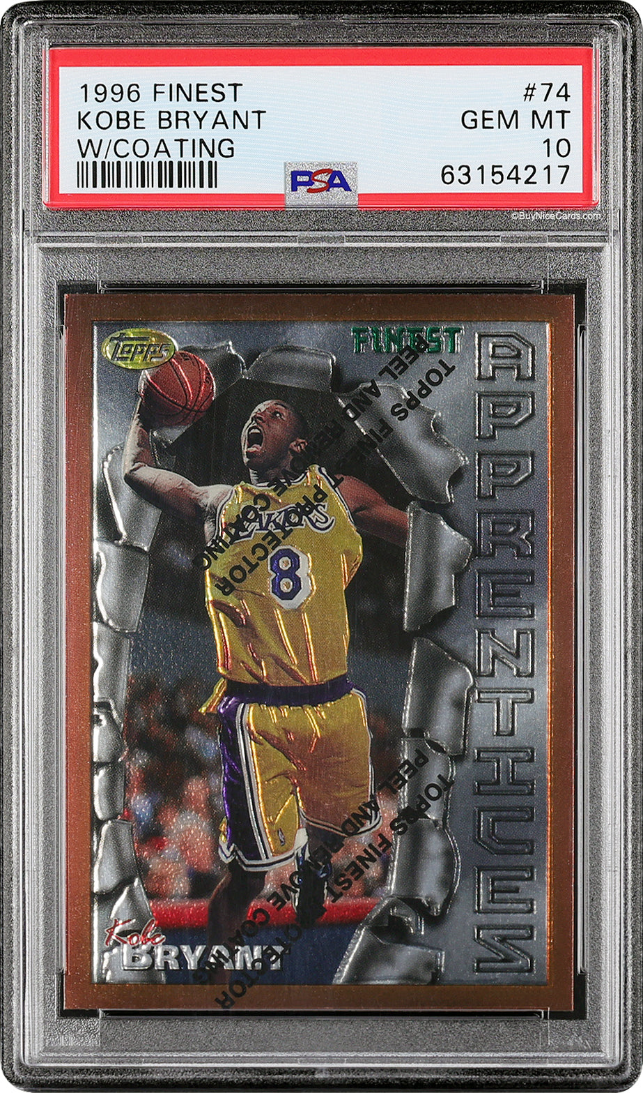 1996 Kobe Bryant Topps Finest w/ Coating RC Rookie #74 PSA 10 Gem Mint