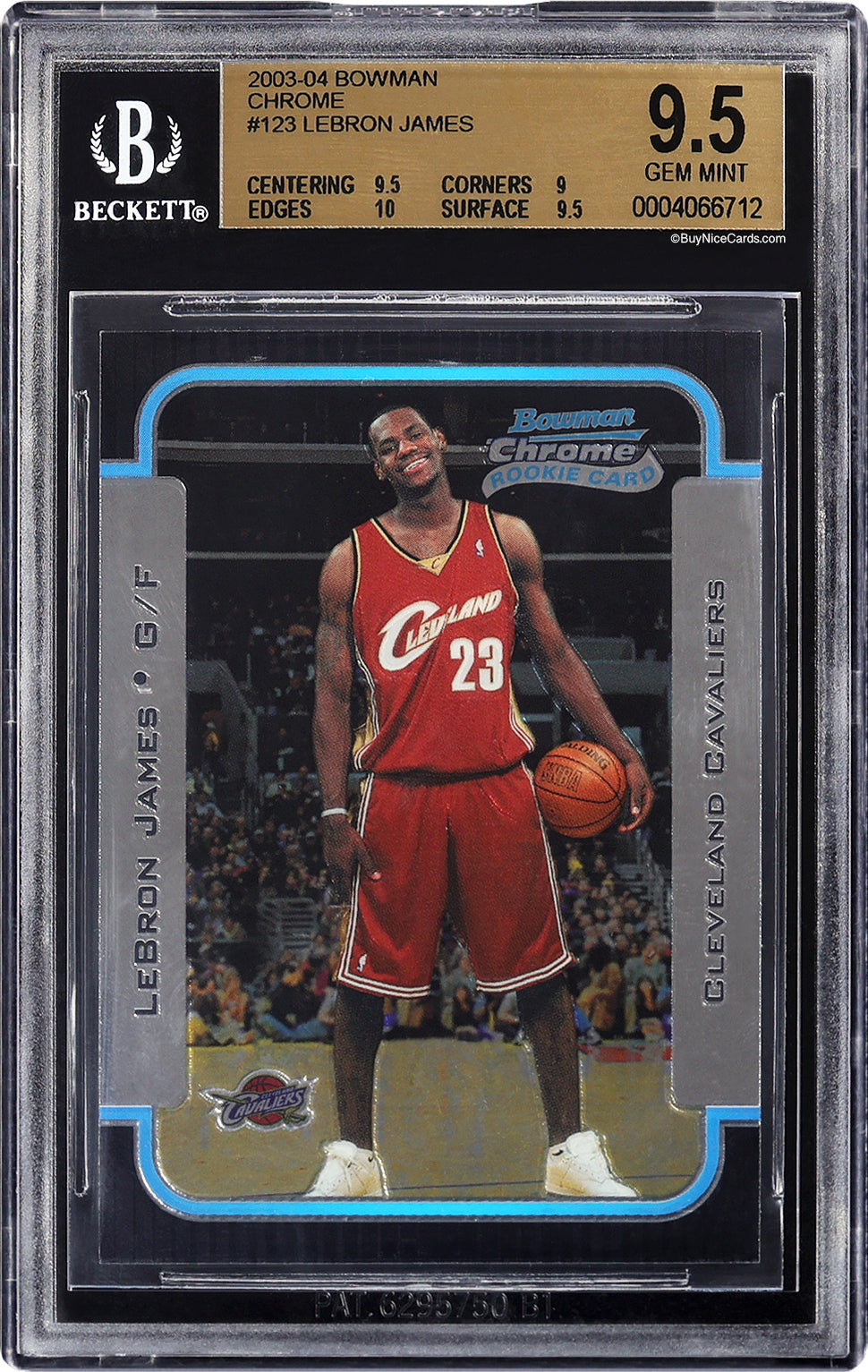 2003-04 Lebron James Bowman Chrome RC Rookie #123 BGS 9.5 with 10 Edges