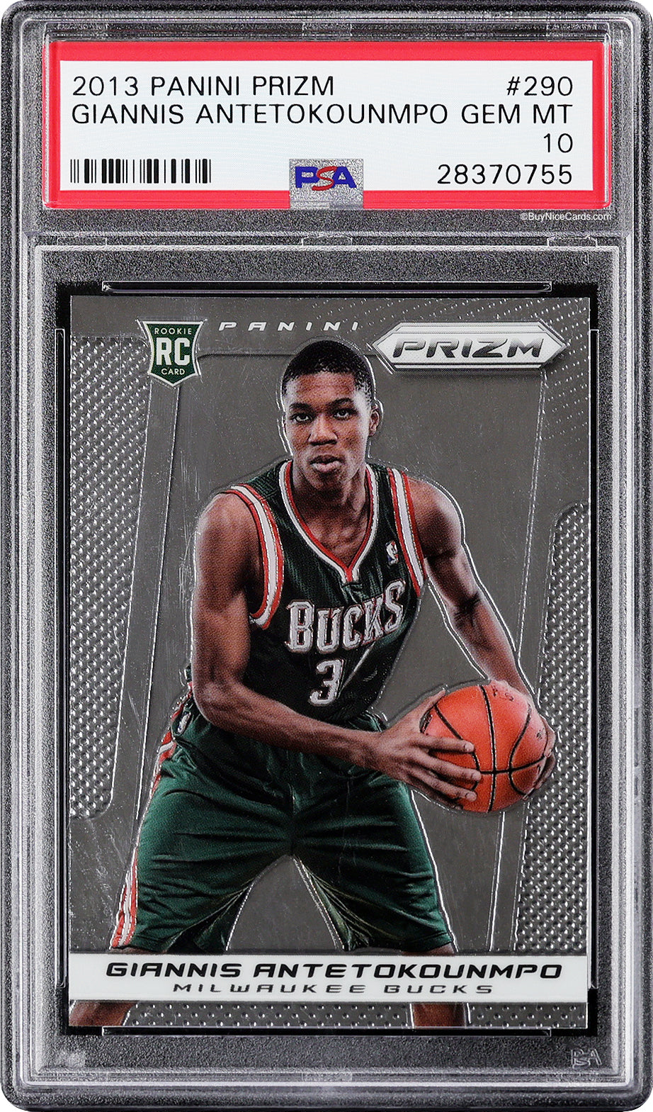 2013 Giannis Antetokounmpo Panini Prizm Base RC Rookie #290 PSA 10 Gem Mint