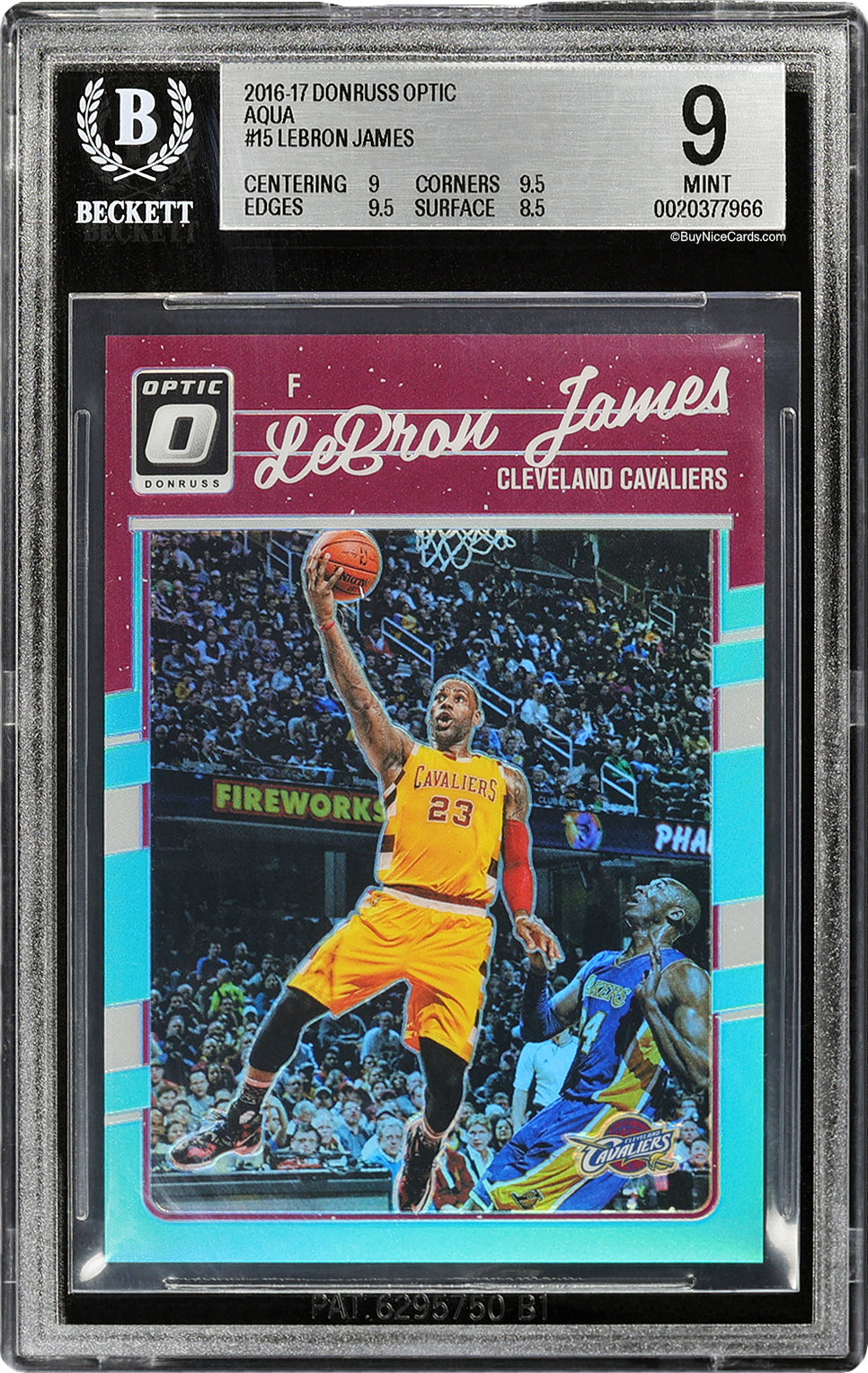 2016-17 Lebron James Donruss Optic Prizms Aqua SP /25 #15 BGS 9 Mint