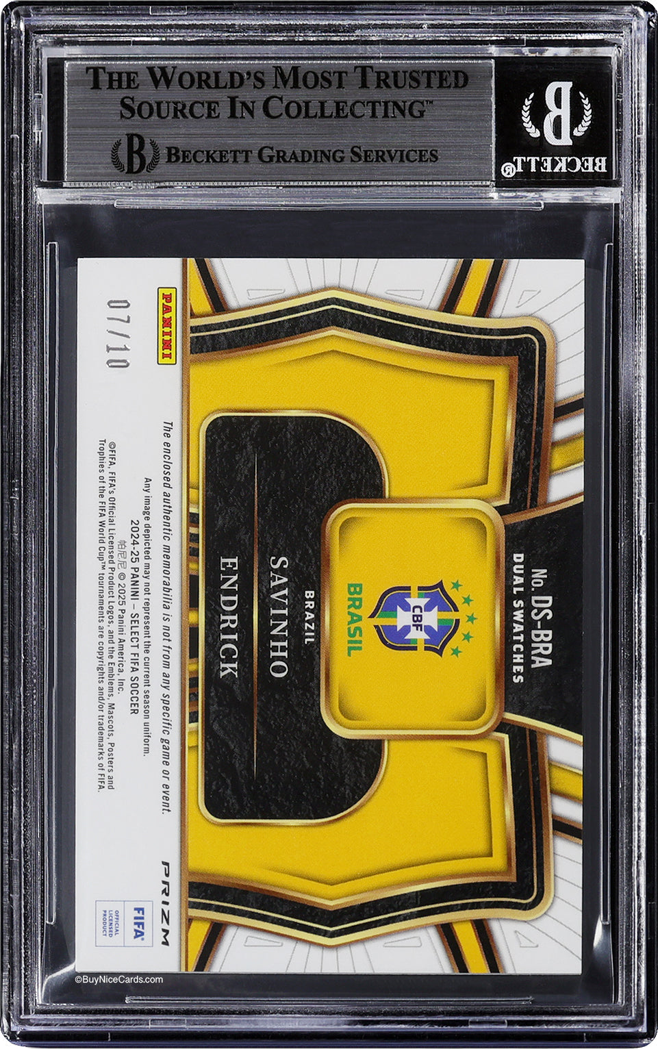 2024-25 Savinho Endrick Panini Select Fifa Dual Swatches Gold /10 BGS 9