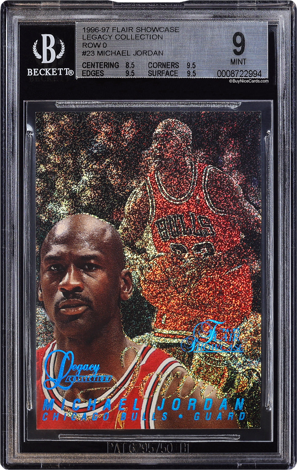 1996-97 Michael Jordan Flair Showcase Legacy Row 0 #23 BGS 9 - .5 Away from 9.5