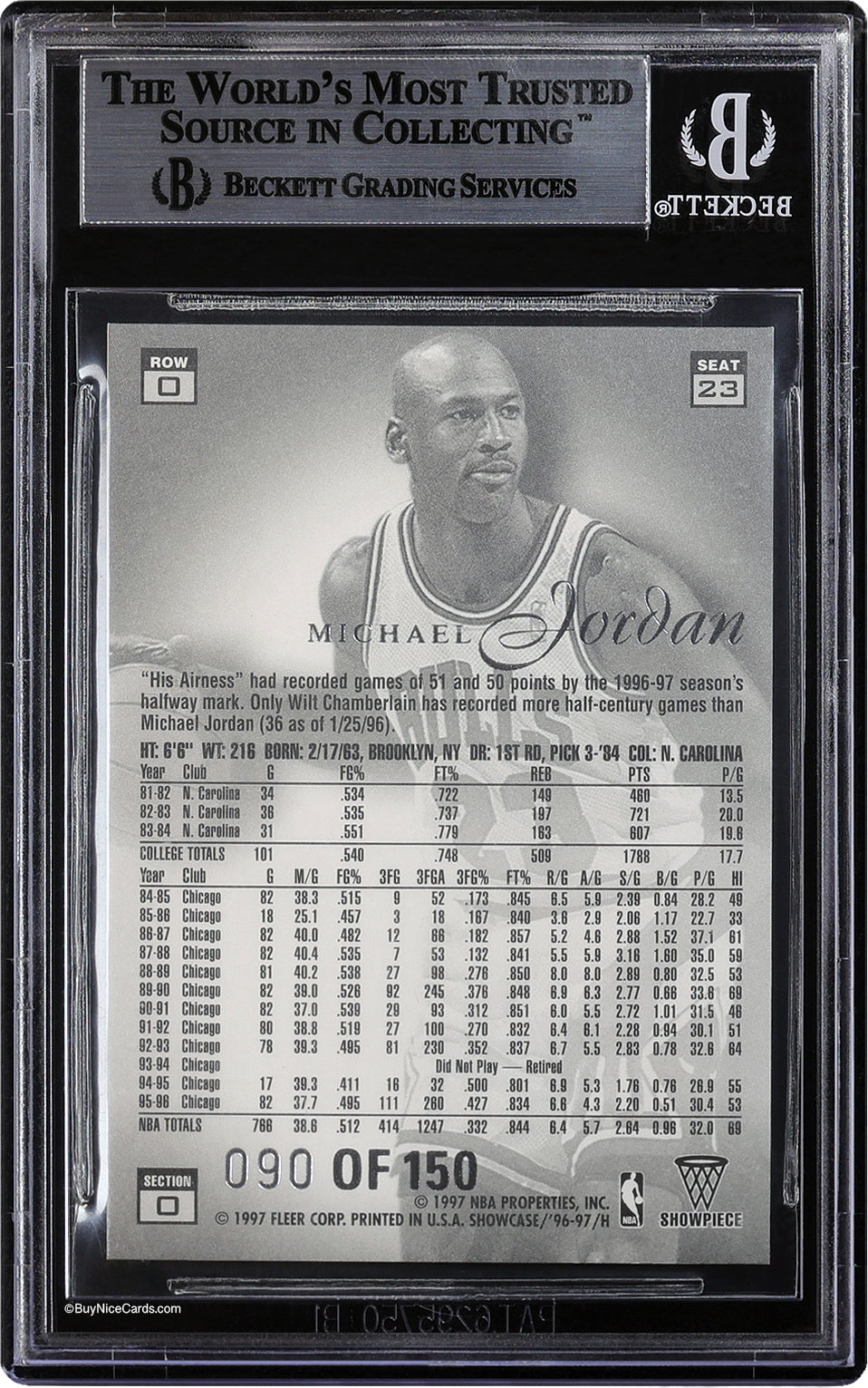 1996-97 Michael Jordan Flair Showcase Legacy Row 0 #23 BGS 9 - .5 Away from 9.5