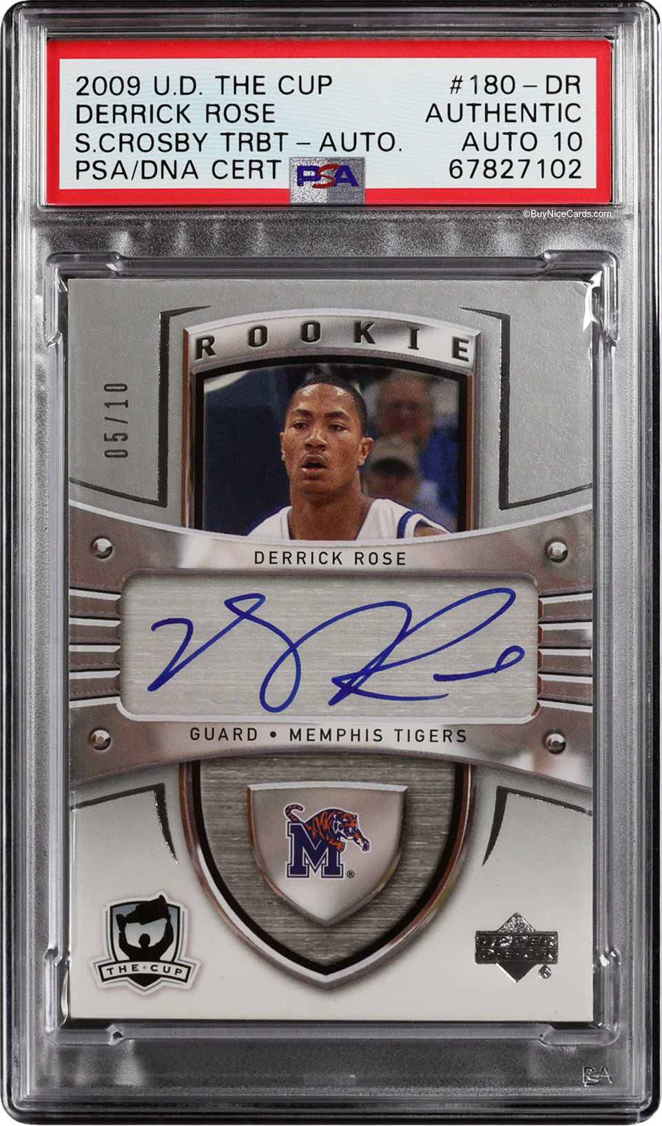 2009 Derrick Rose Upper Deck The Cup Crosby Tribute SP /10 #180-DR PSA
