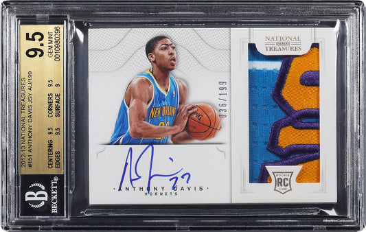 2012-13 Anthony Davis Panini National Treasures RC Rookie Patch Auto /199 BGS 9.5 / 10