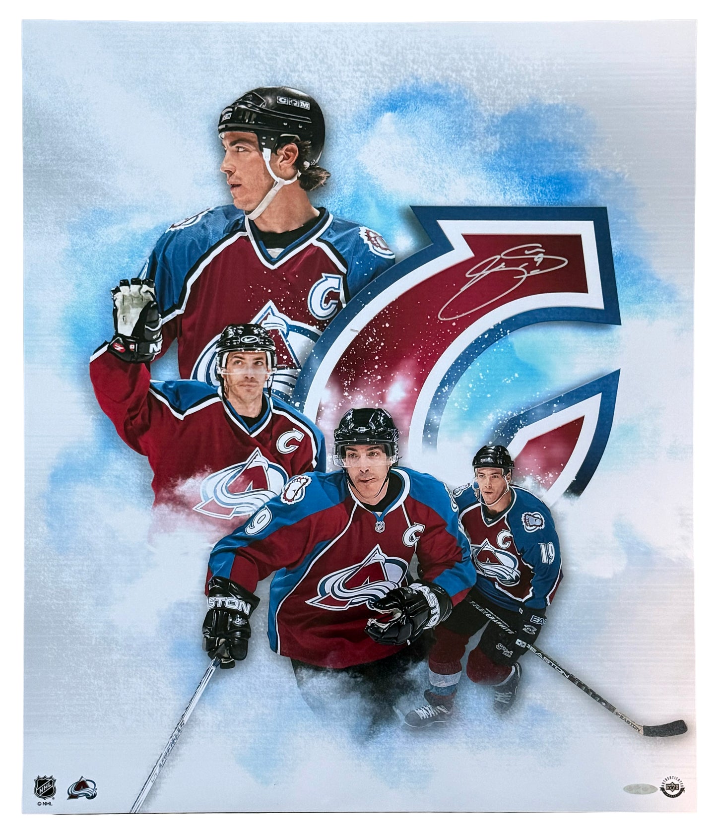 Joe Sakic “Leading By Example” 20x24 Silver Ink Autographed Print Upper Deck Authentic with UDA