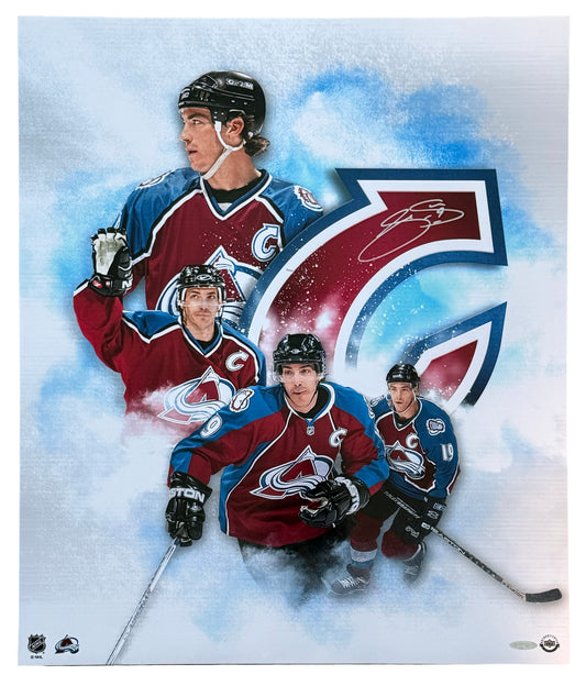 Joe Sakic “Leading By Example” 20x24 Silver Ink Autographed Print Upper Deck Authentic with UDA