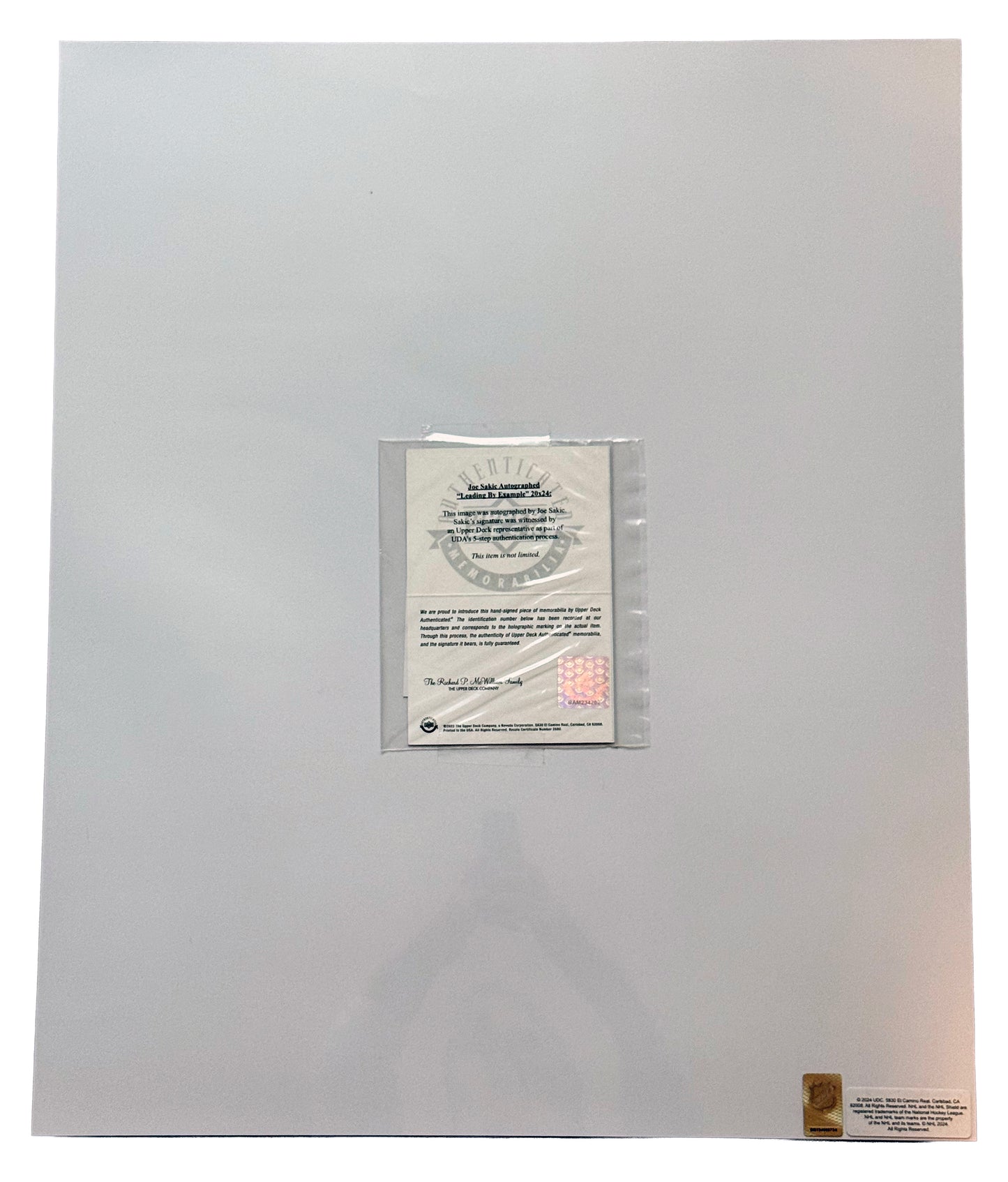 Joe Sakic “Leading By Example” 20x24 Silver Ink Autographed Print Upper Deck Authentic with UDA