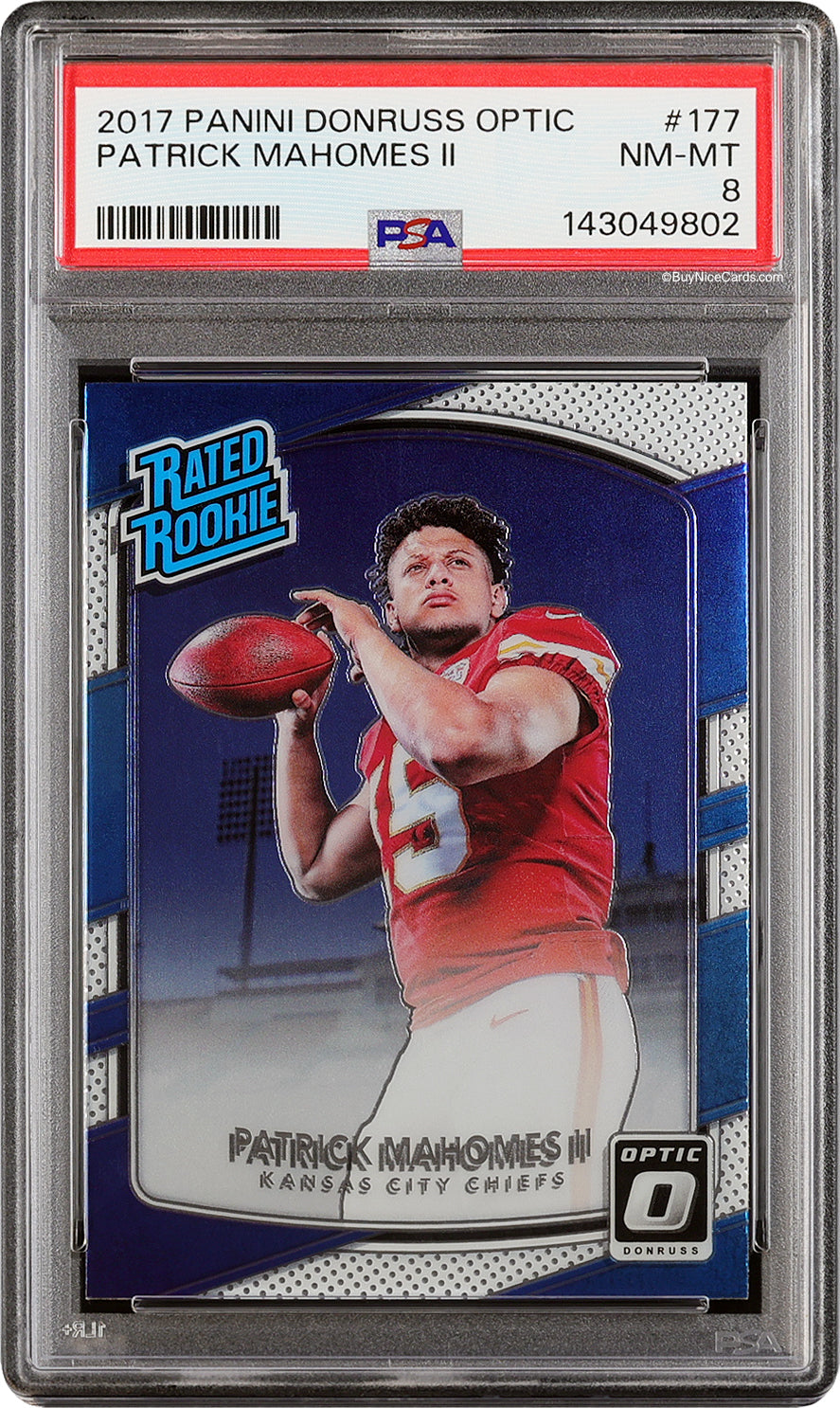 2017 Patrick Mahomes Panini Donruss Optic RC Rookie #177 PSa 8 NM-MT