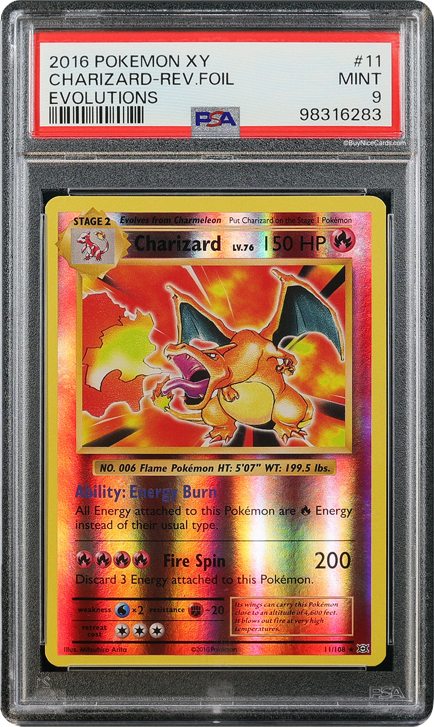 2016 Charizard Pokemon XY Rev. Foil Evolutions #11 PSA 9 Mint