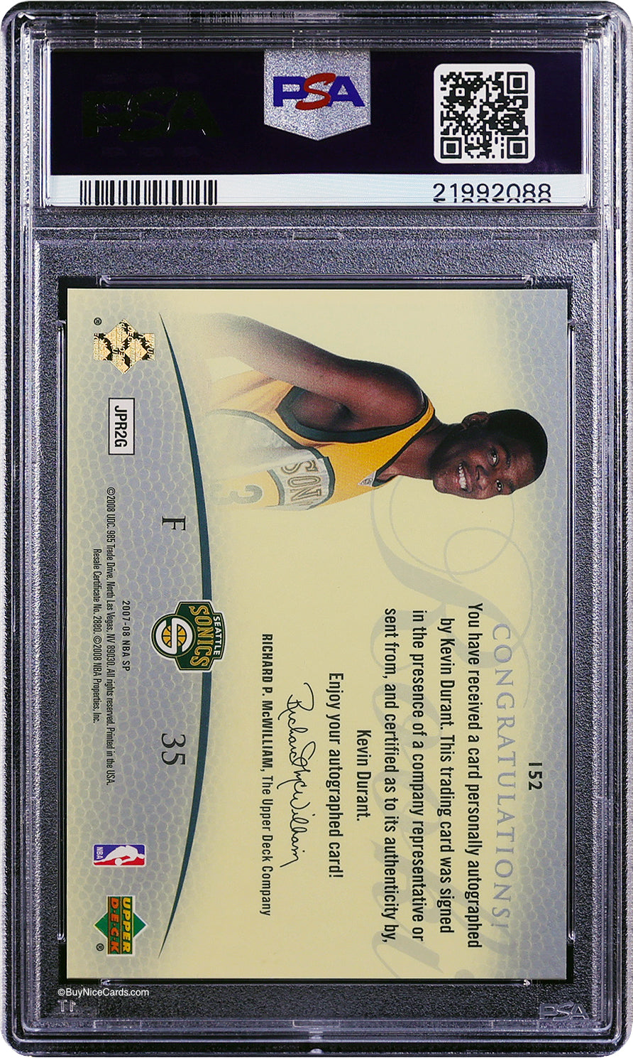 2007 Kevin Durant Upper Deck SP Authentic RC Rookie Auto /399 PSA 10 with 10 Auto