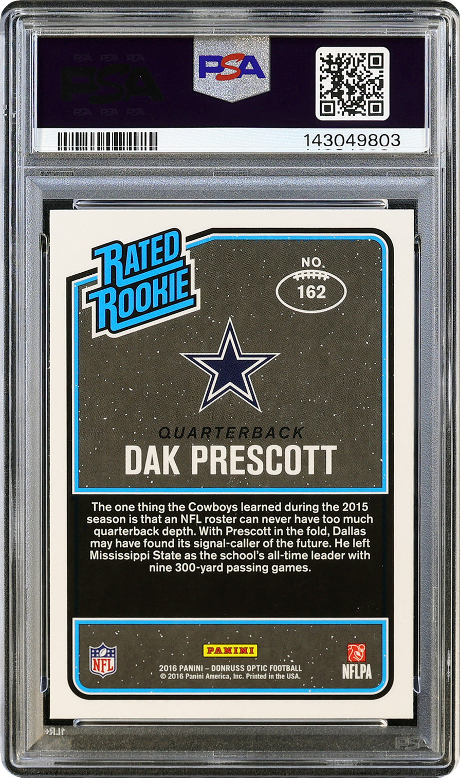 2016 Dak Prescott Panini Donruss Optic Holo Prizms RC Rookie SP #162 PSA 9 Mint