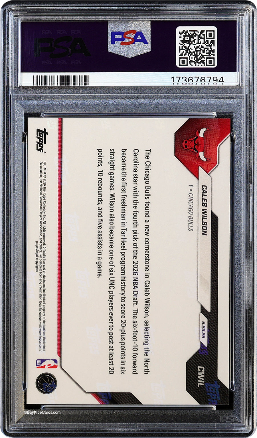 2026 Caleb Wilson Topps Now Draft Gold Foil SP RC Rookie /50 #CWIL PSA 10 Gem Mint