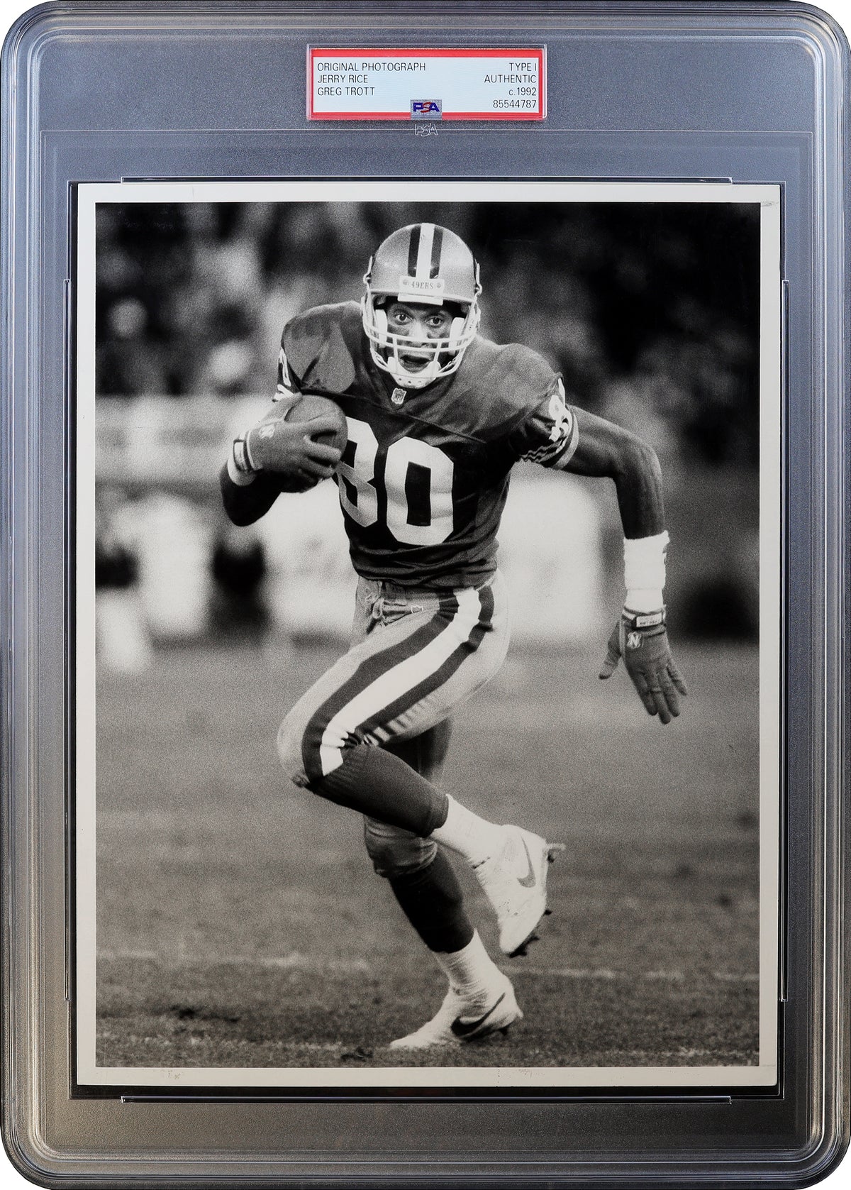 1992 Jerry Rice 8 x 10 Black and White Original with Negative Greg Trott PSA Authentic