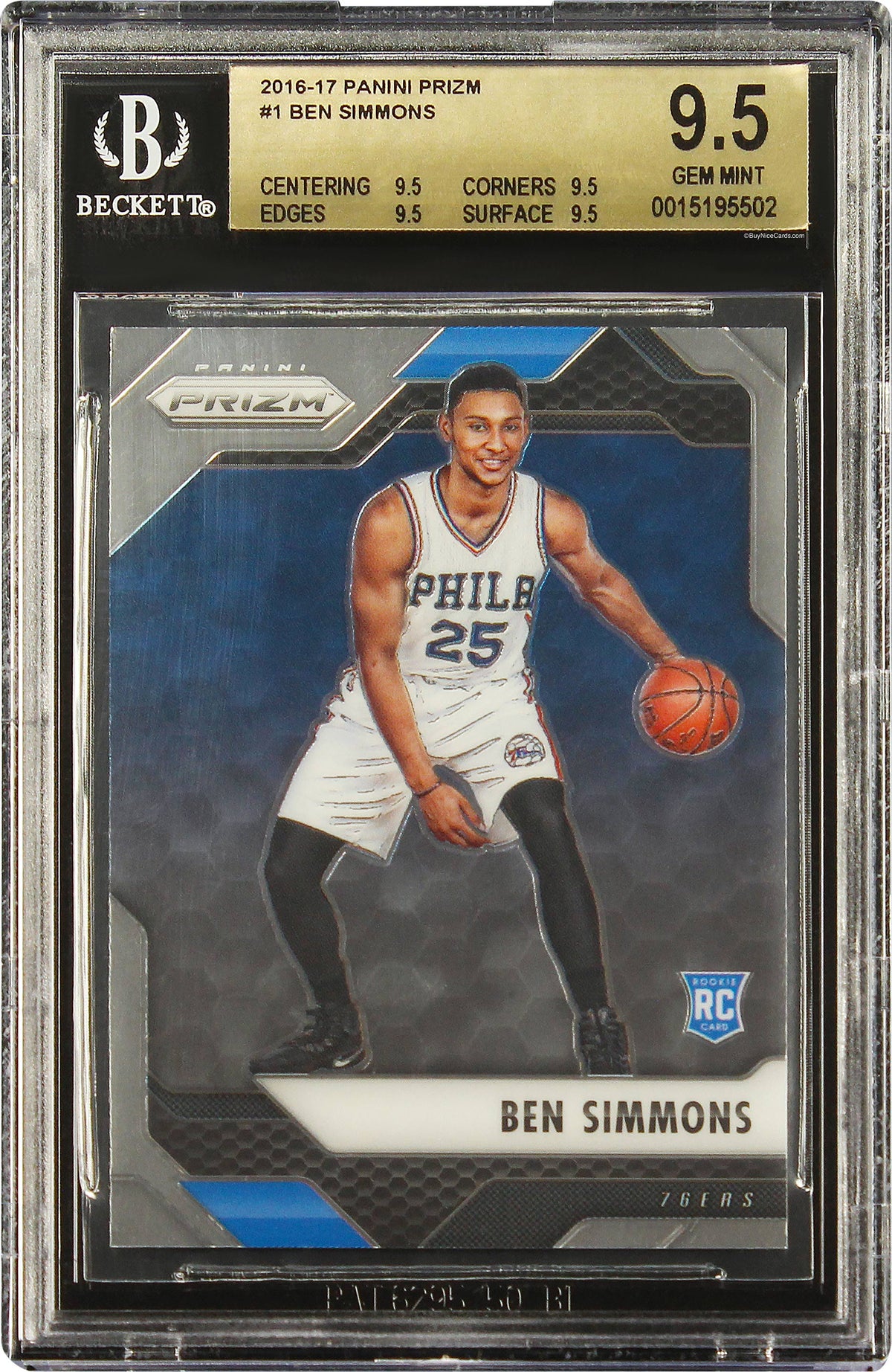 2016-17 Bem Simmons Panini Prizm Base RC Rookie #1 BGS 9.5 Gem Mint True Gem