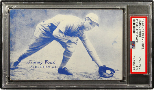 1926-1929 Jimmy Foxx Exhibits Postcard Back RC Rookie PSA 4.5 Pop 3 with 4 Higher