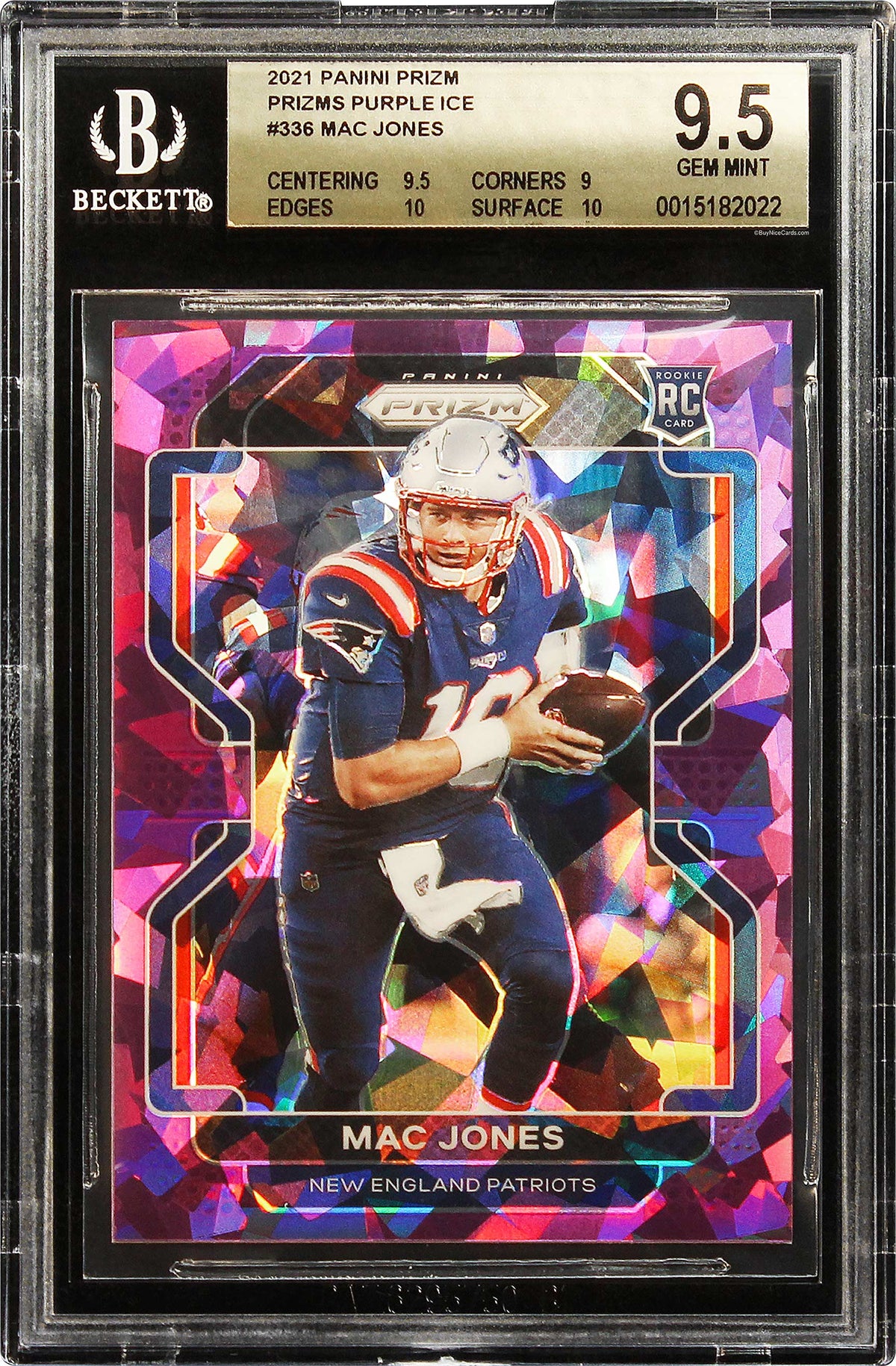 2021 Mac Jones Panini Prizm Purple Ice SP RC Rookie /225 BGS 9.5 Gem Mint