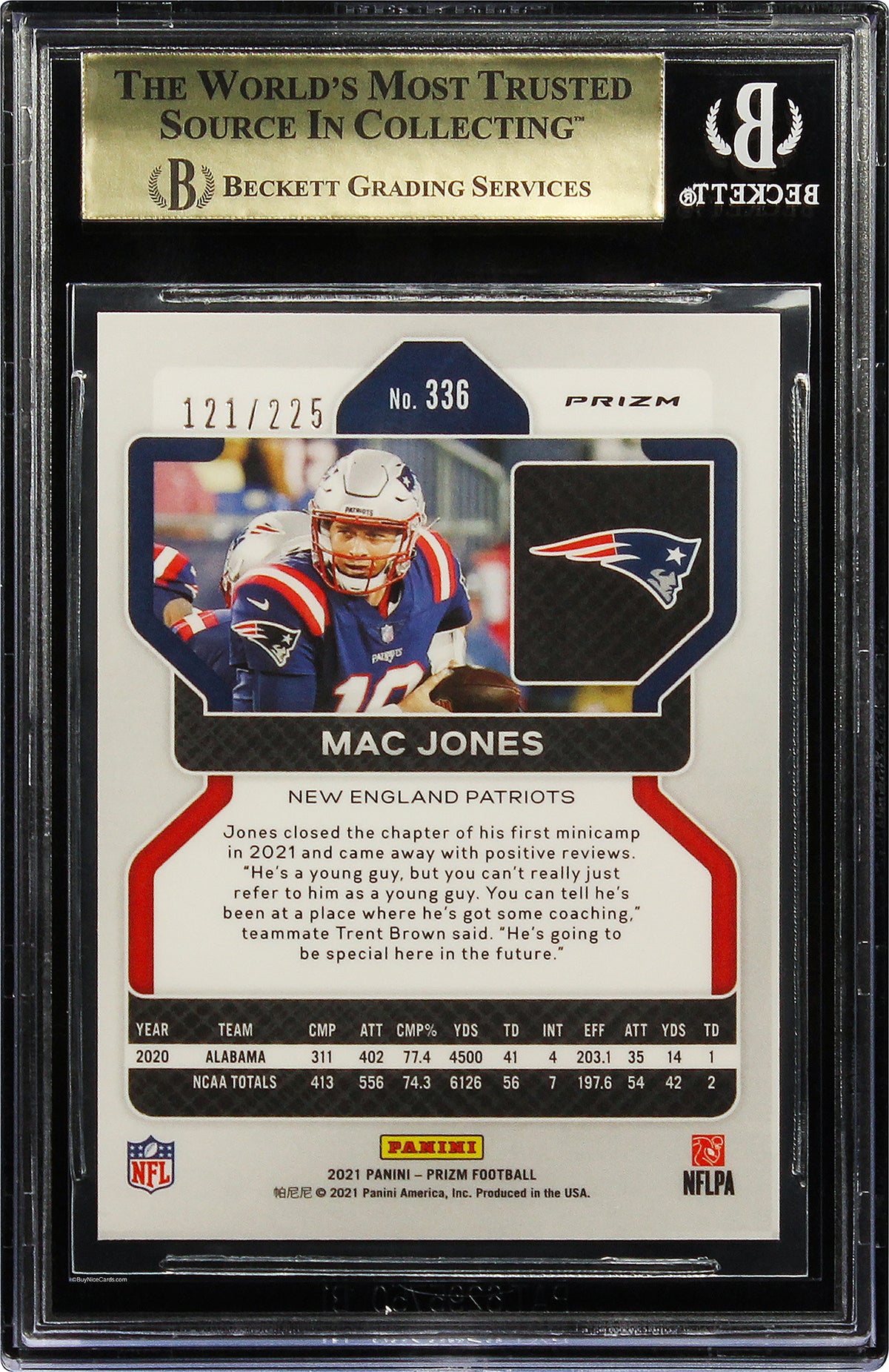 2021 Mac Jones Panini Prizm Purple Ice SP RC Rookie /225 BGS 9.5 Gem Mint