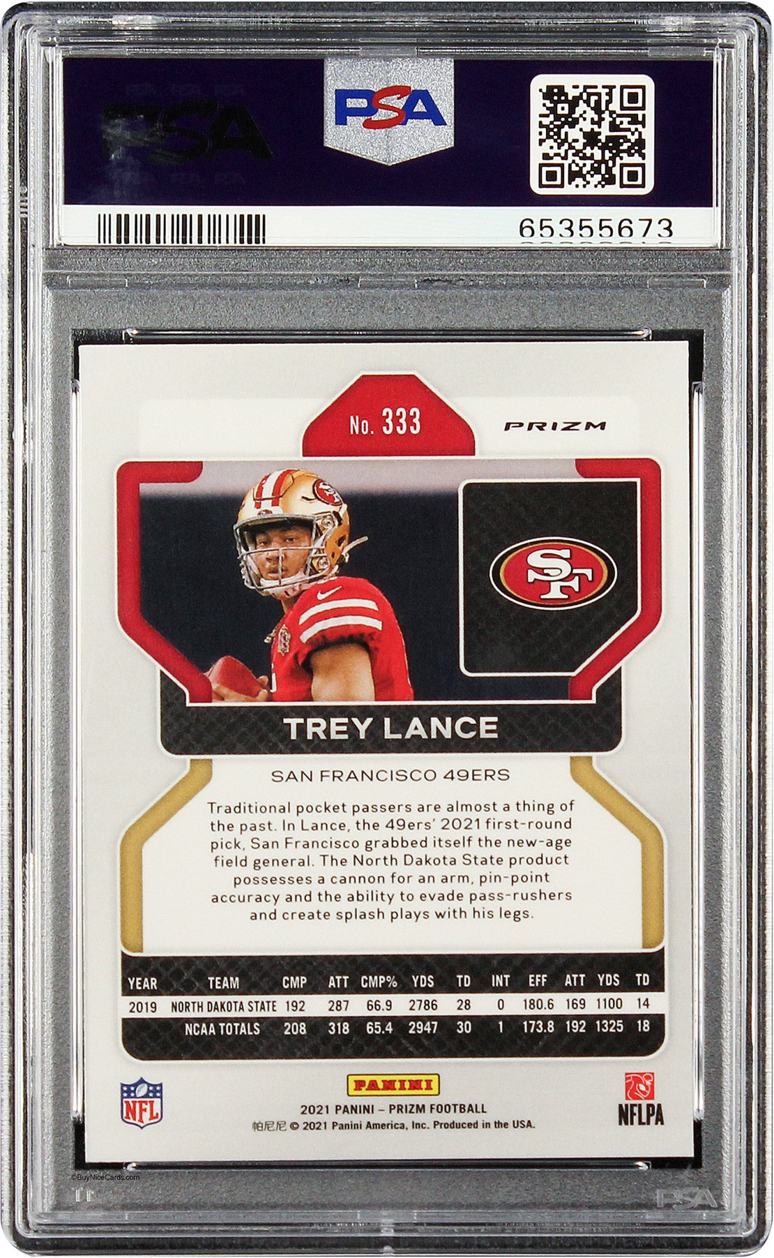 2021 Trey Lance Panini Prizm Orange Disco Prizms SP RC Rookie #33 PSA 9 Mint