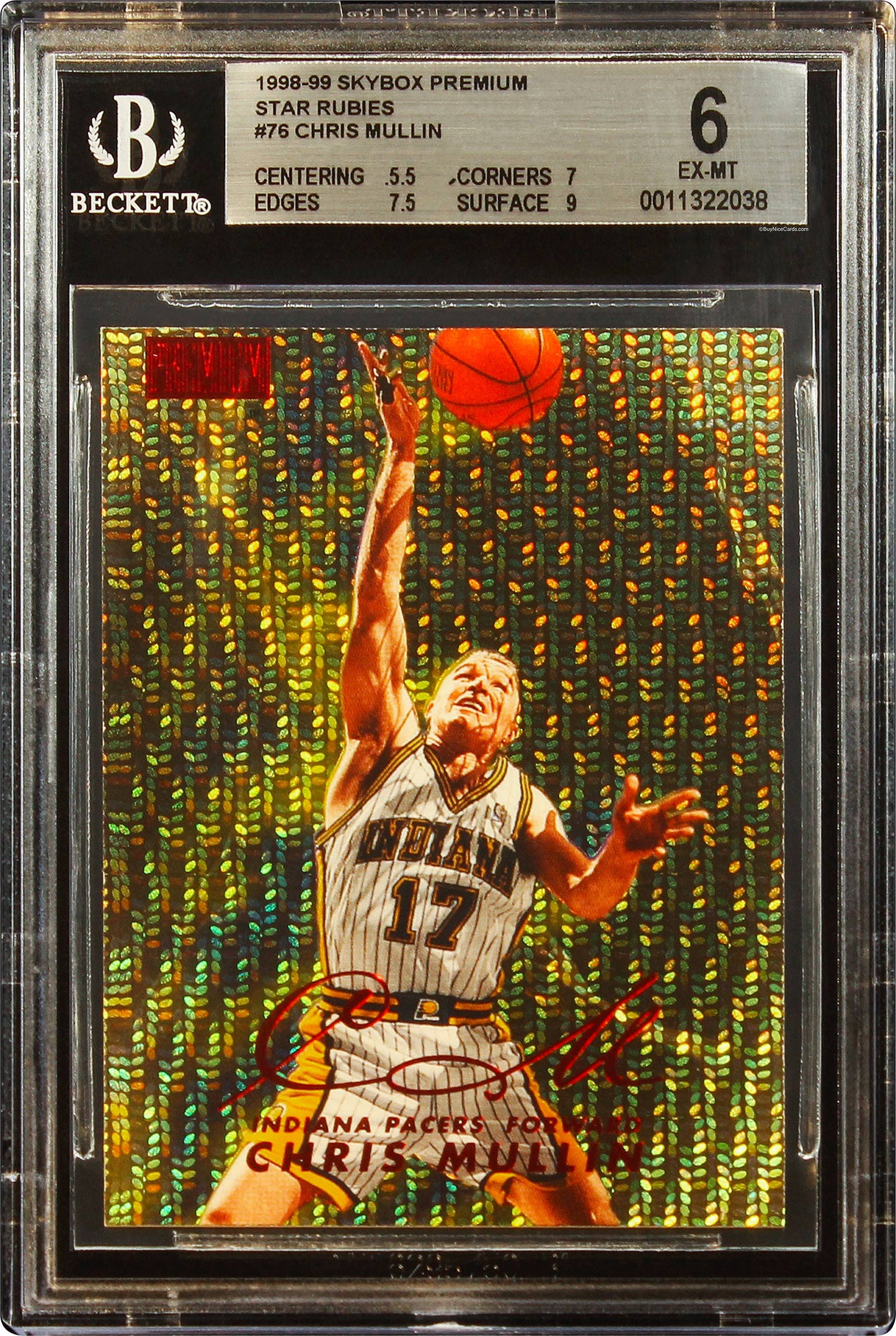 1998-99 Chris Mullin Fleer SkyBox Premium Star Rubies SP /50 #76 BGS 6