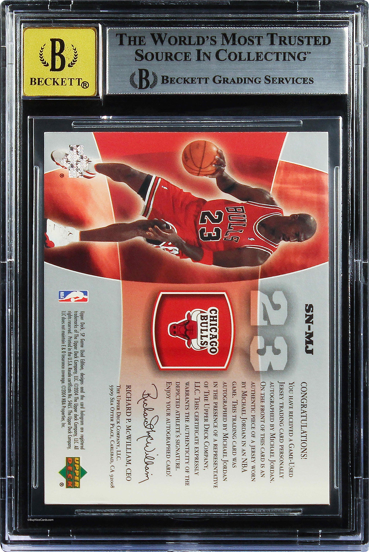 2004-05 Michael Jordan UD SP Game Used SIGnificant Numbers Patch Auto MJ BGS 7.5