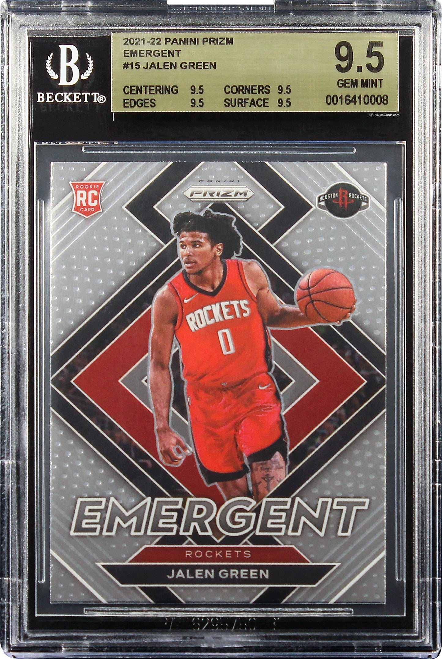 2021-22 Jalen Green Panini Prizm Emergent Base RC Rookie #15 BGS 9.5 Gem Mint