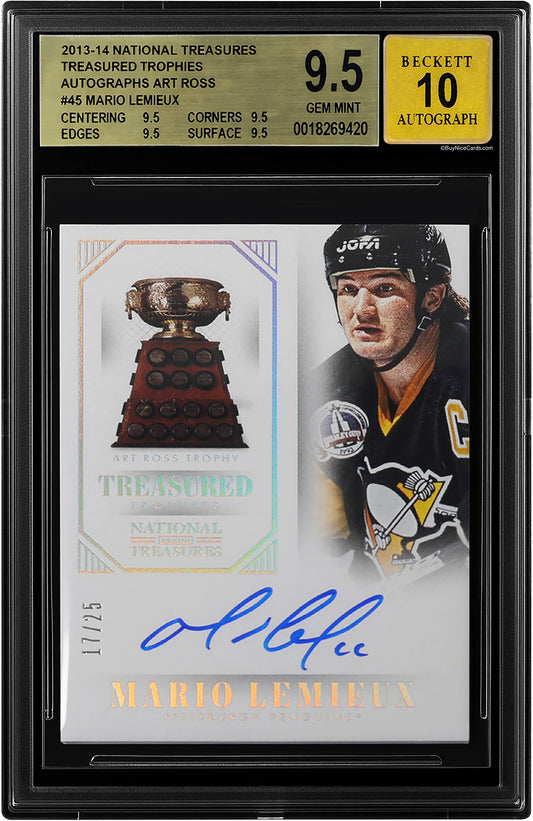 2013-14 Mario Lemieux Panini National Treasures Treasured Trophies Auto /25 #5 BGS 9.5 / 10