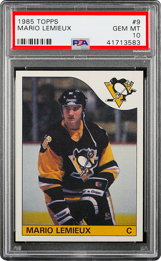 1985 Mario Lemieux Topps RC Rookie #9 PSA 10 Gem Mint Very Nice Eye Appeal