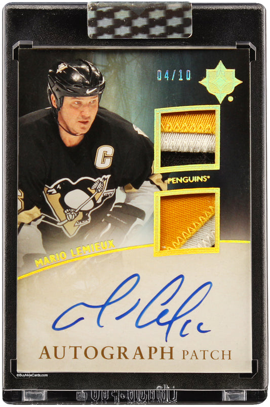 2011-12 Mario Lemieux Upper Deck Ultimate Collection Gold Dual Patch Auto /10 # UJ-ML