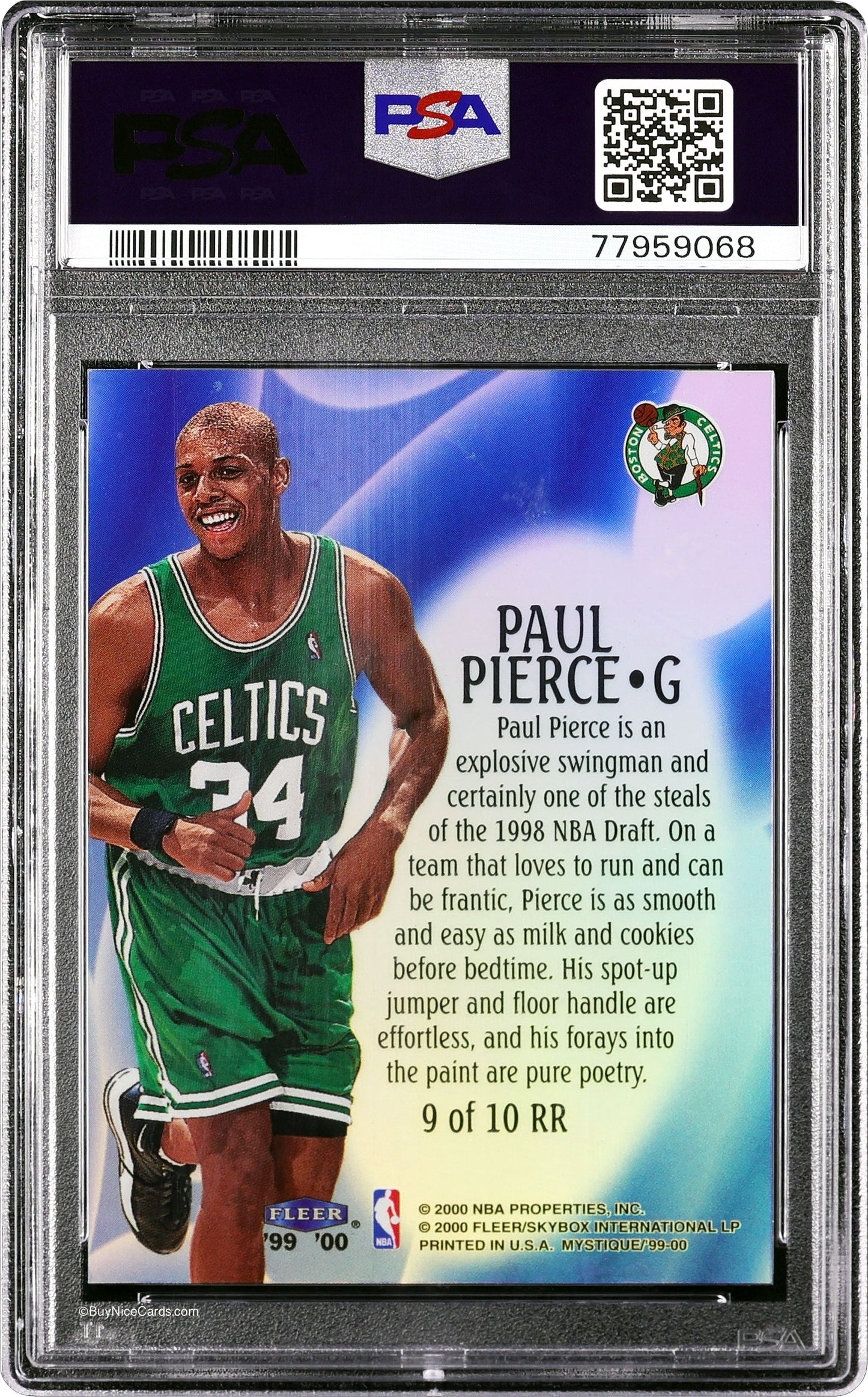 1999 Paul Pierce Fleer Mystique Raise the Roof SP /100 # 9 PSA 7 NM