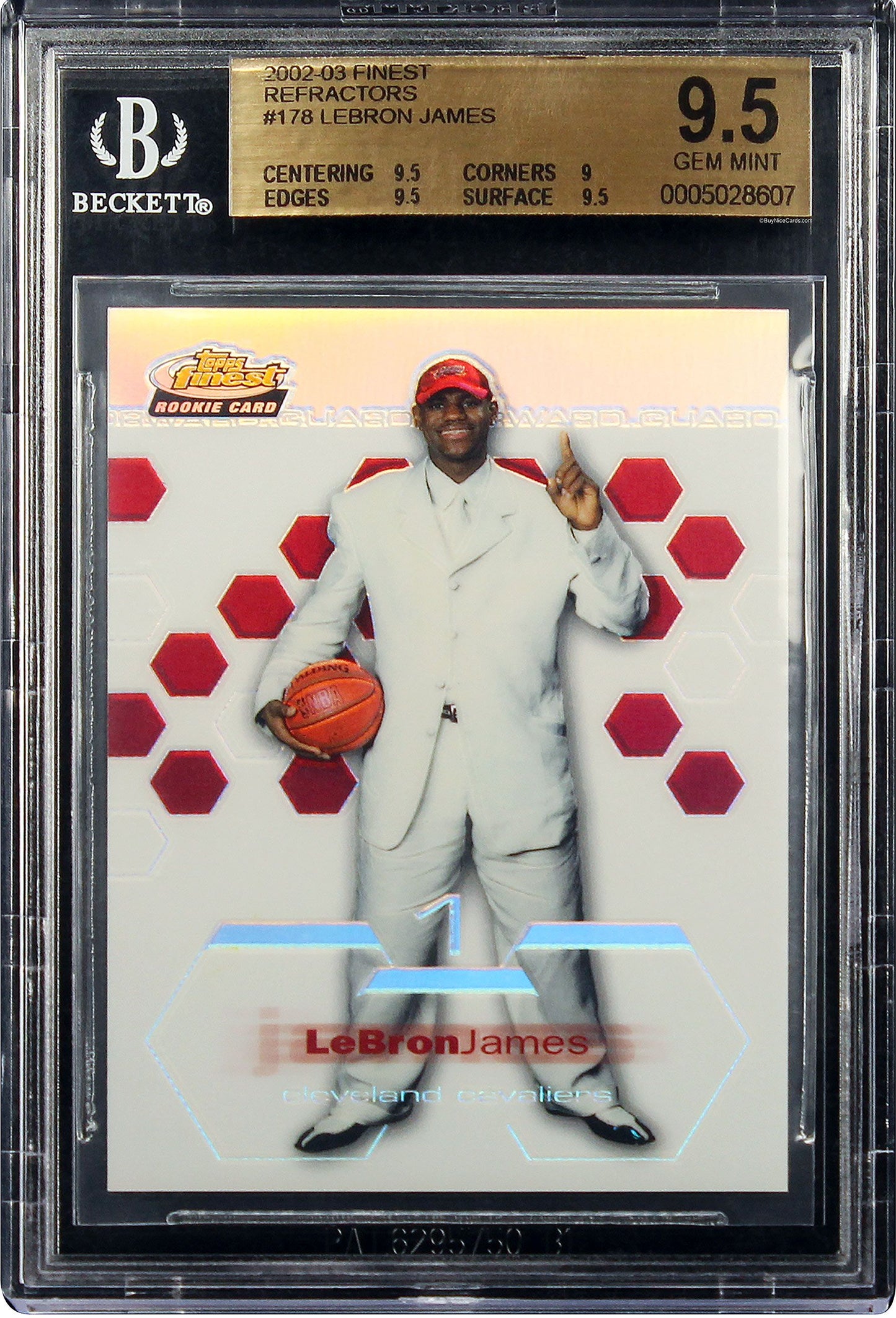 2002-03 Lebron James Topps Finest Refractor XRC RC Rookie #250/250 #178 BGS 9.5