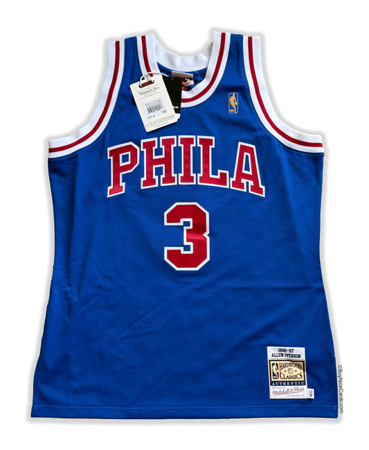 1996-97 Allen Iverson Mitchell & Ness Royal Authentic 76ers Autograph & Inscribed Jersey PSA