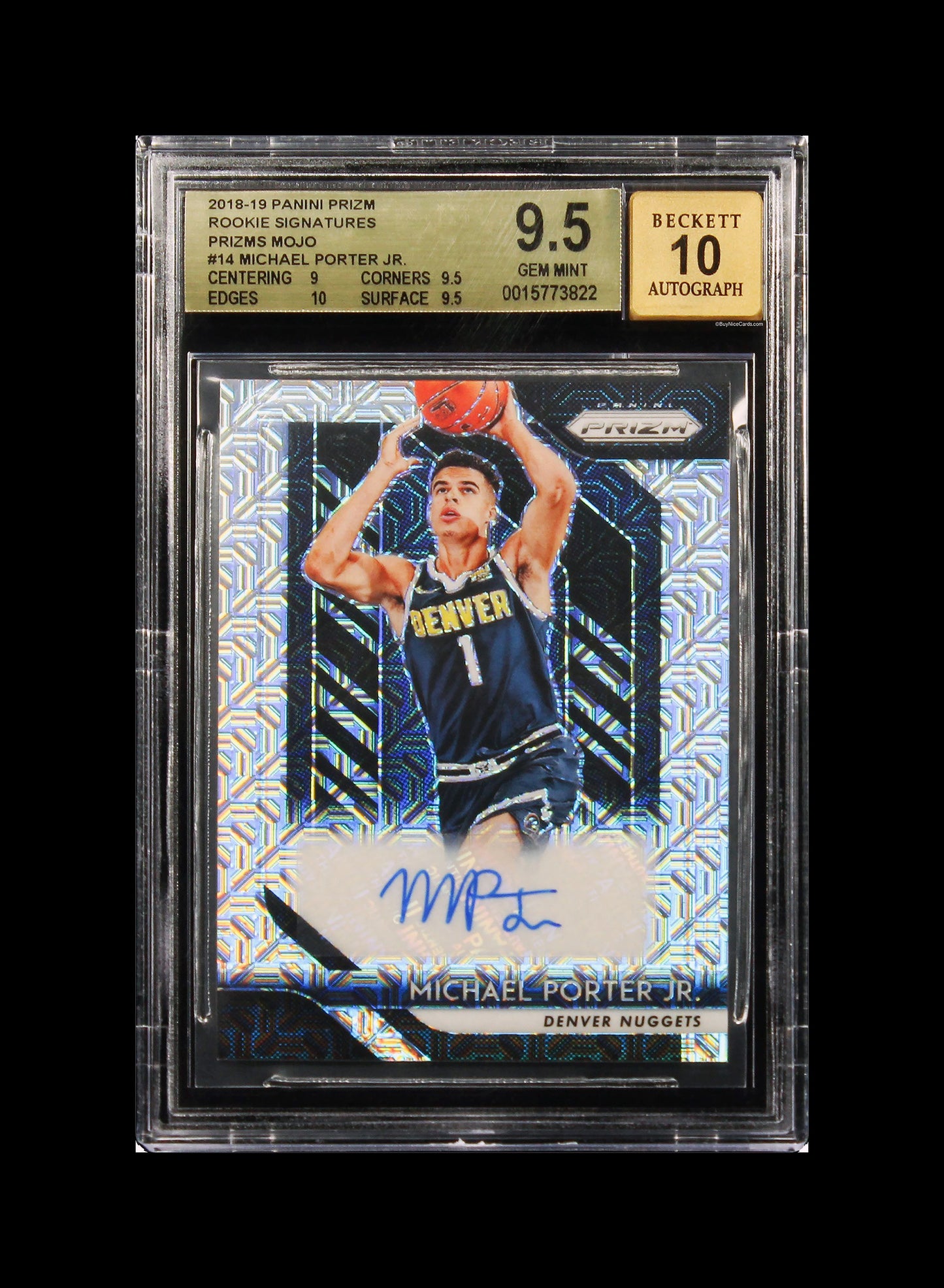 2018-19 Michael Porter Panini Prizm Rookie Signatures Prizms Mojo #14 BGS 9.5