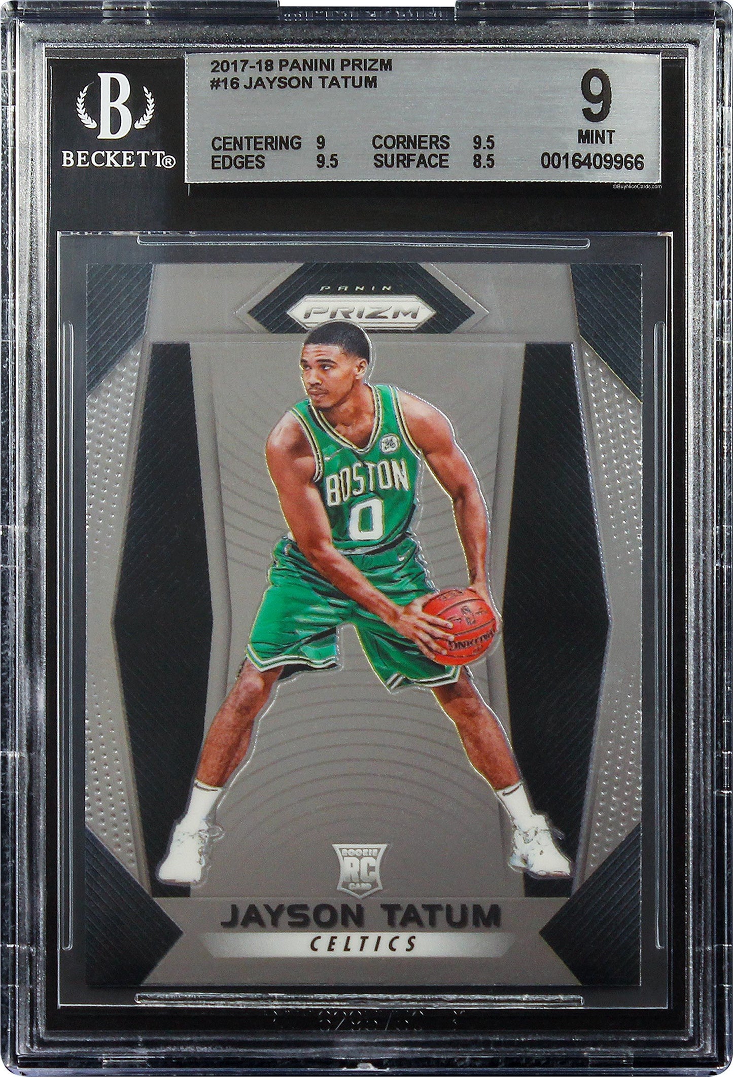 2017-18 Jayson Tatum Panini Prizm Base RC Rookie #16 BGS 9 Mint