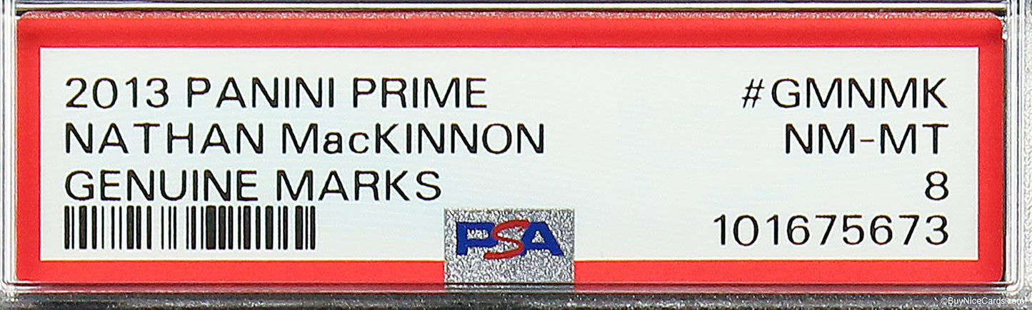 2013 Nathan MacKinnon Panini Prime Genuine Marks RC Rookie Auto /9 #GMNMK PSA 8