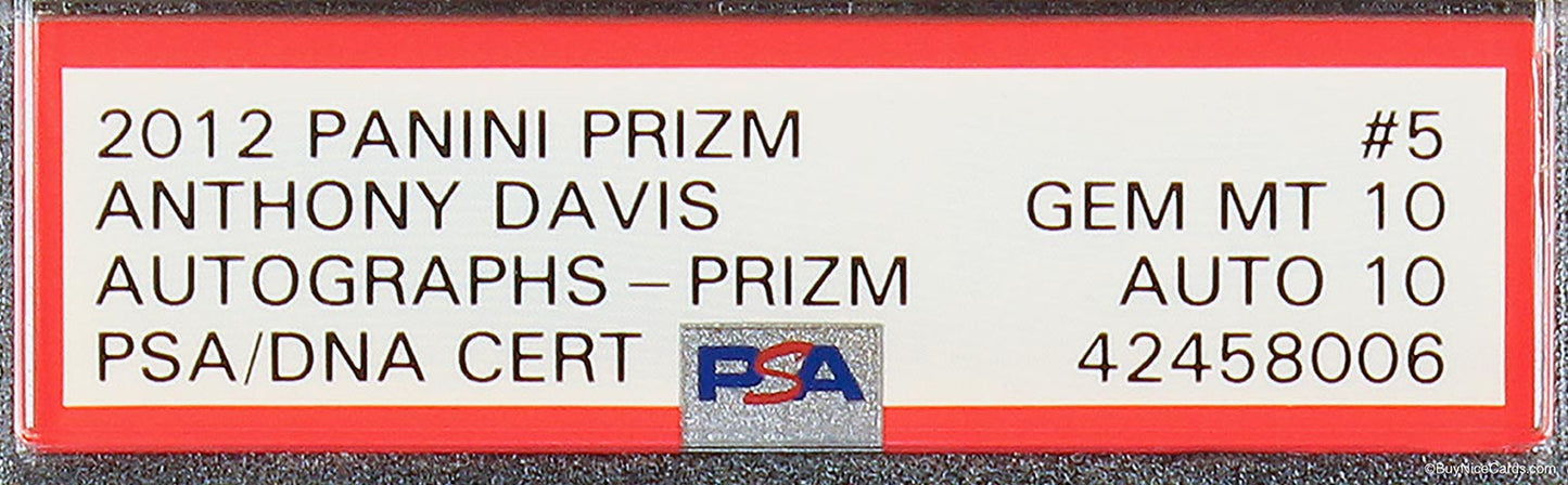 2012 Anthony Davis Panini Prizm Silvers Prizms Rc Rookie Auto /25 #5 Psa 10 10