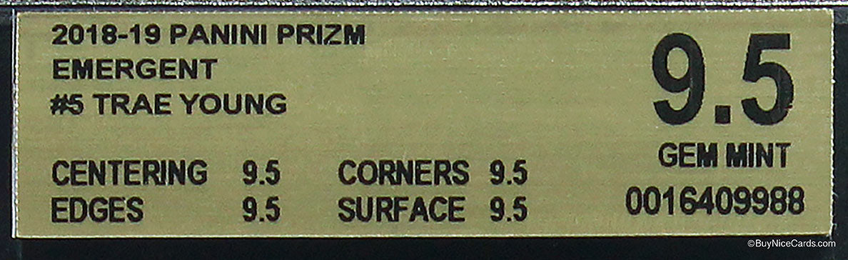 2018 Trae Young Panini Prizm Emergent Base RC Rookie # 5 BGS 9.5
