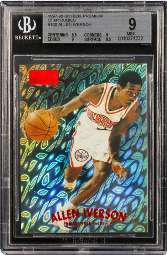 1997-98 Allen Iverson Fleer Skybox Premium Star Rubies #100 /50 BGS 9 Pop 3 with 1 Higher - 1 of 21 Graded by BGS & PSA