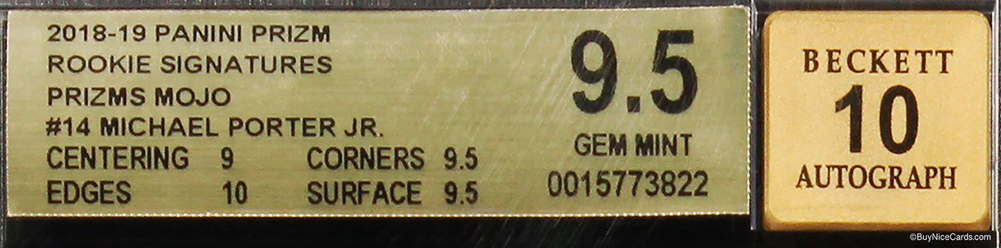 2018-19 Michael Porter Panini Prizm Rookie Signatures Prizms Mojo #14 BGS 9.5