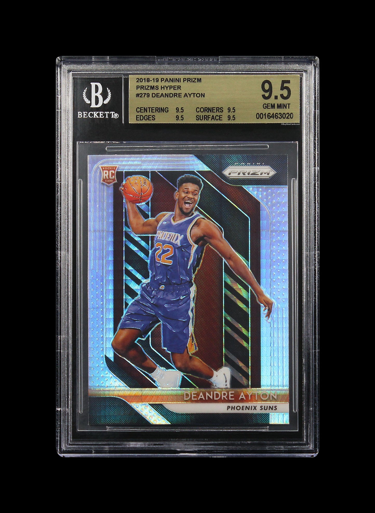 2018 Deandre Ayton Panini Prizm Hyper Prizms Refractor RC Rookie # 279 BGS 9.5