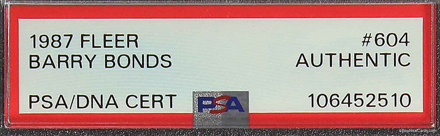 1999 Barry Bonds Fleer RC Rookie Auto Early Signature on Back #604 PSA Authentic