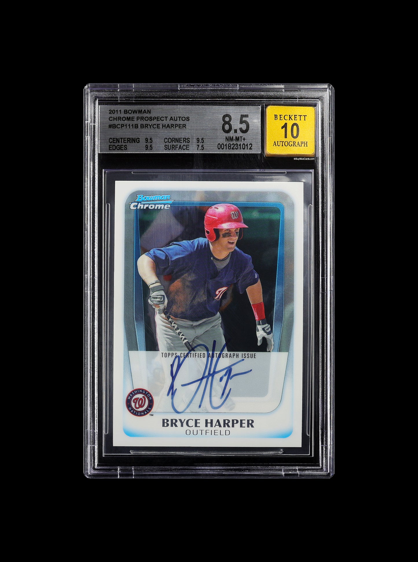 2011 Bryce Harper Bowman Chrome RC Rookie Auto BGS 8.5 / 10
