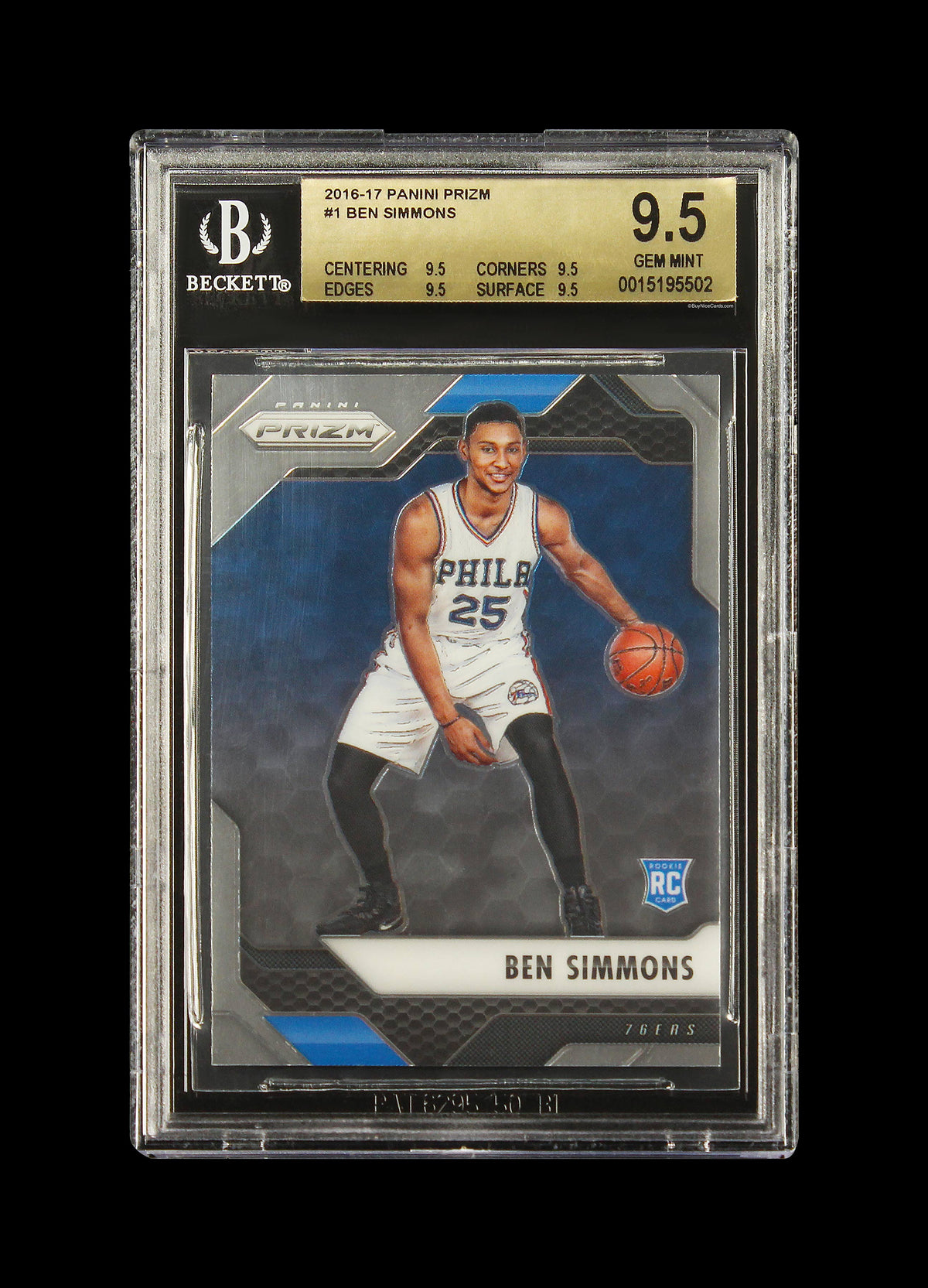 2016-17 Bem Simmons Panini Prizm Base RC Rookie #1 BGS 9.5 Gem Mint True Gem